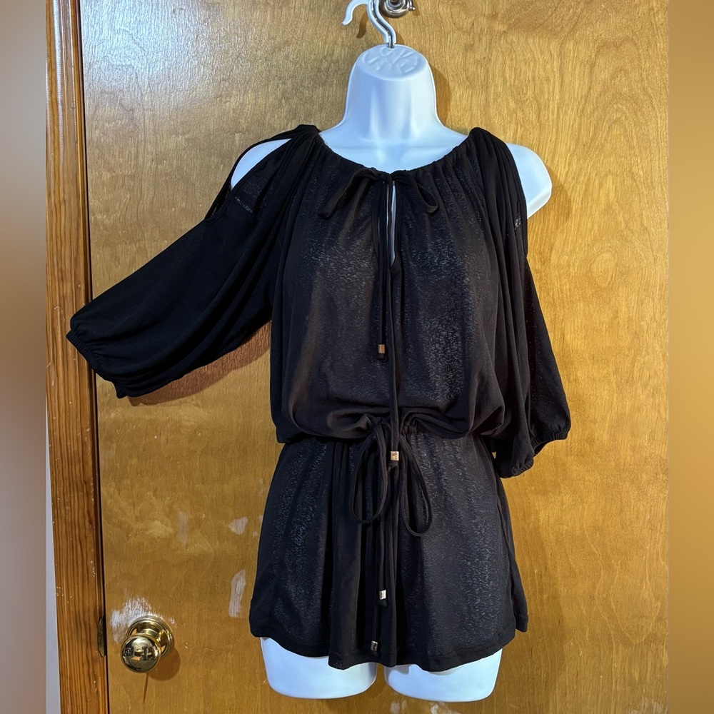 Swimsuit coverup. Cold shoulder mid length sleeve. Black. Size M. NWOT.